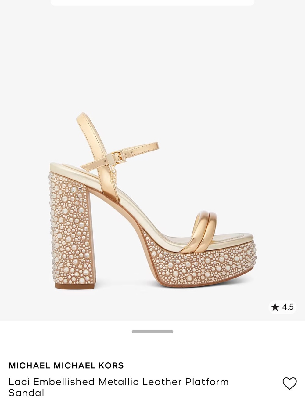 MICHAEL MICHAEL KORS Laci Embellished Metallic Leather Platform Sandal. NIB